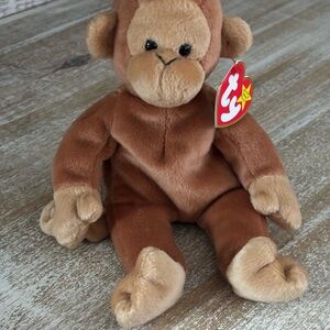 Ty Brown and Cream Monkey Beanie Plush